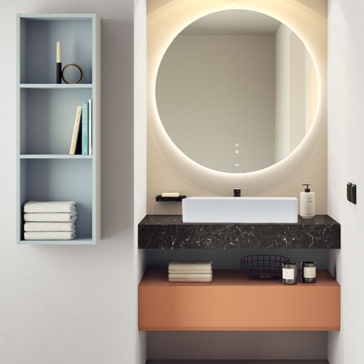 Fiora Making Designer Single Drawer Wall Hung Vanity Unit with Floating Worktop