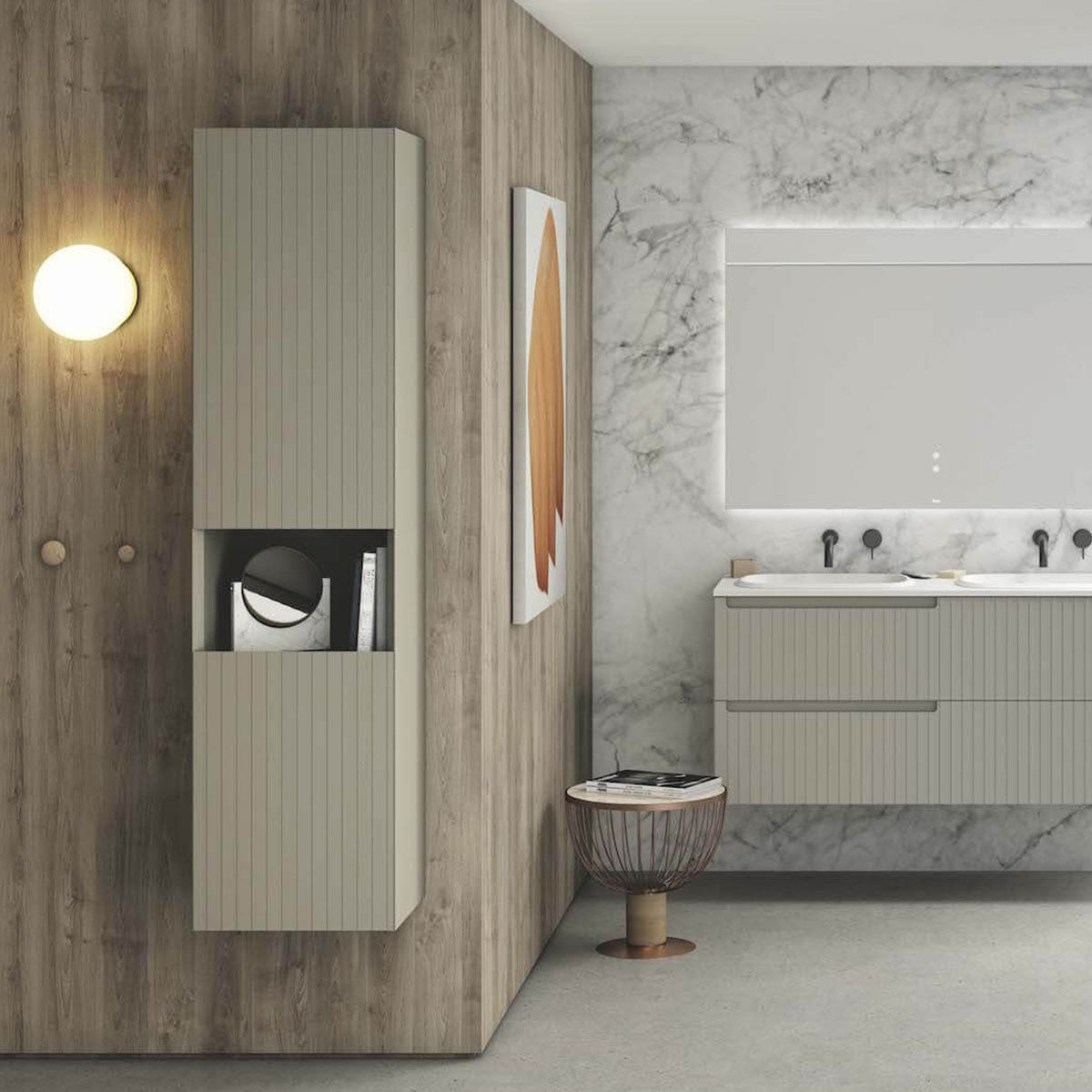 Fiora Synergy Designer Wall Hung Tall Storage Cabinet