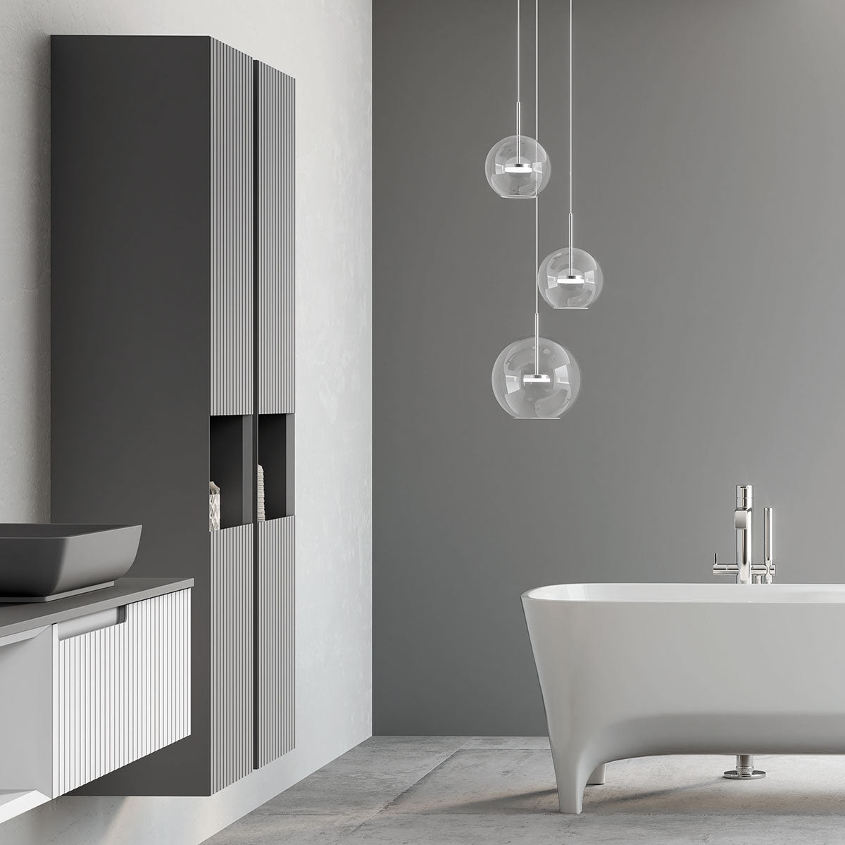 Fiora Synergy Designer Wall Hung Tall Storage Cabinet