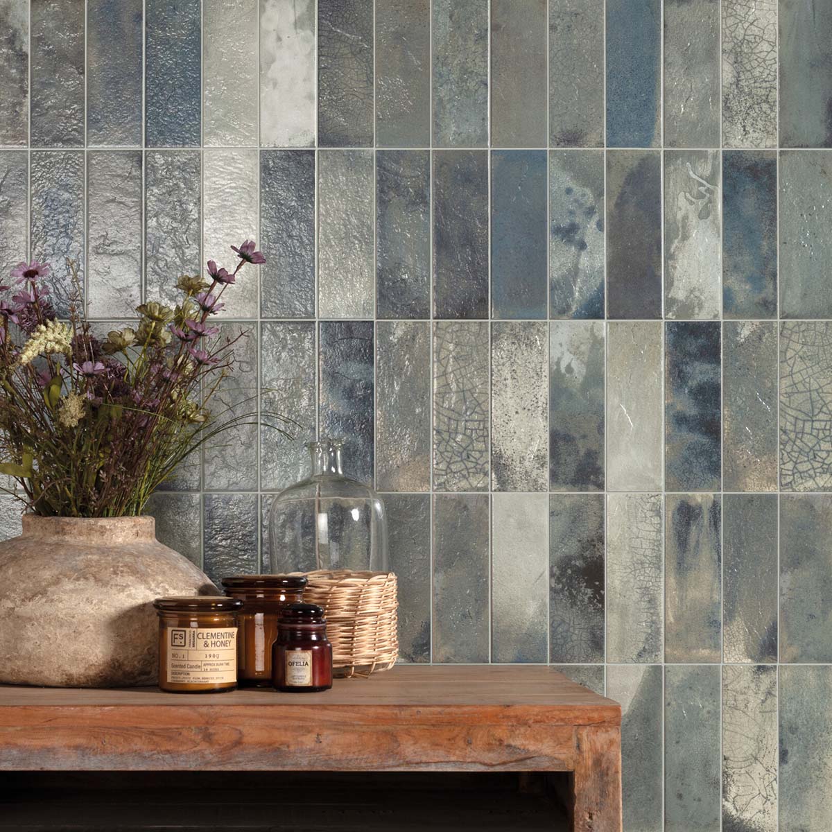 FS Raku Sage Decor Wall Tile 20x40cm Matte Lifestyle