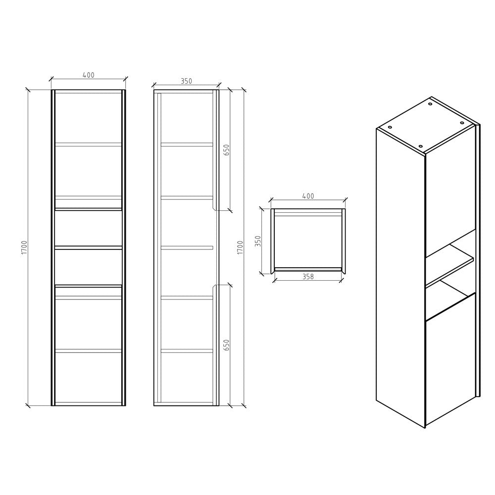 Sydney Wall Hung Tall Storage Cabinet - White and Oak