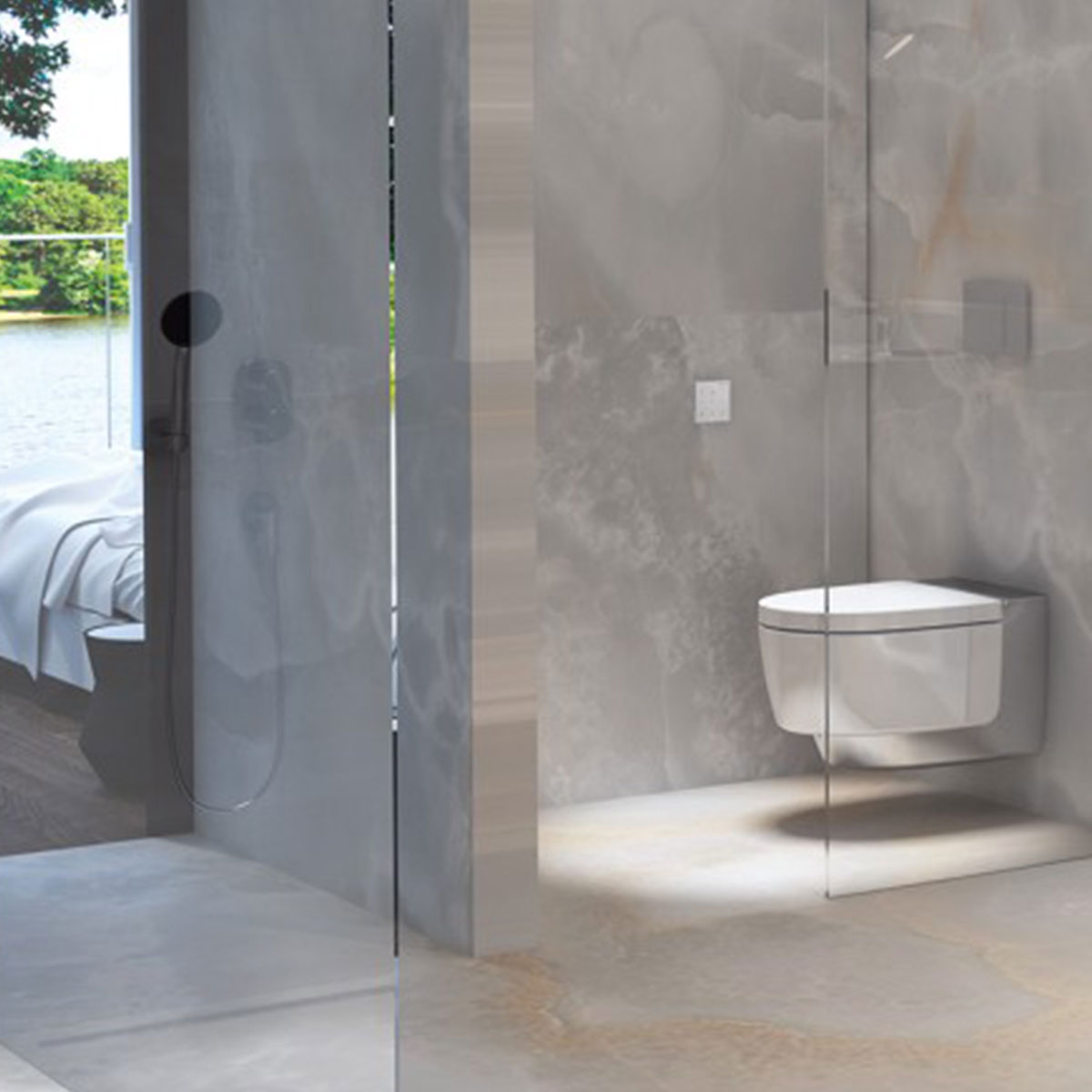 Geberit AquaClean Mera Classic Rimless Wall Mounted Shower WC With Soft Close Toilet Seat