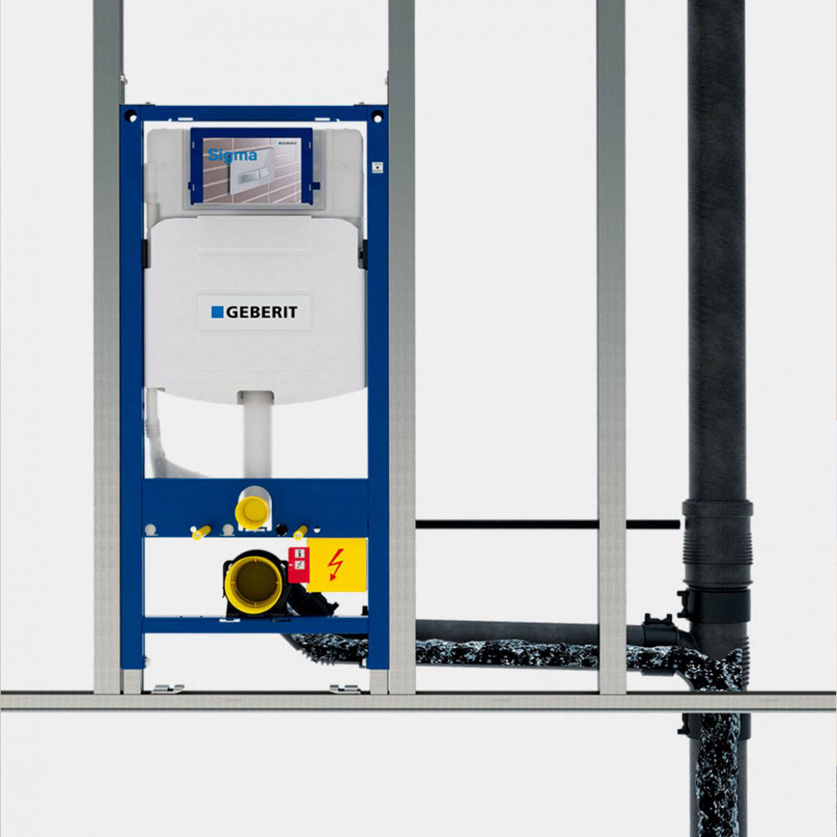 Geberit Duofix Toilet Frame For Wall Hung WC with Sigma 12cm Concealed Cistern