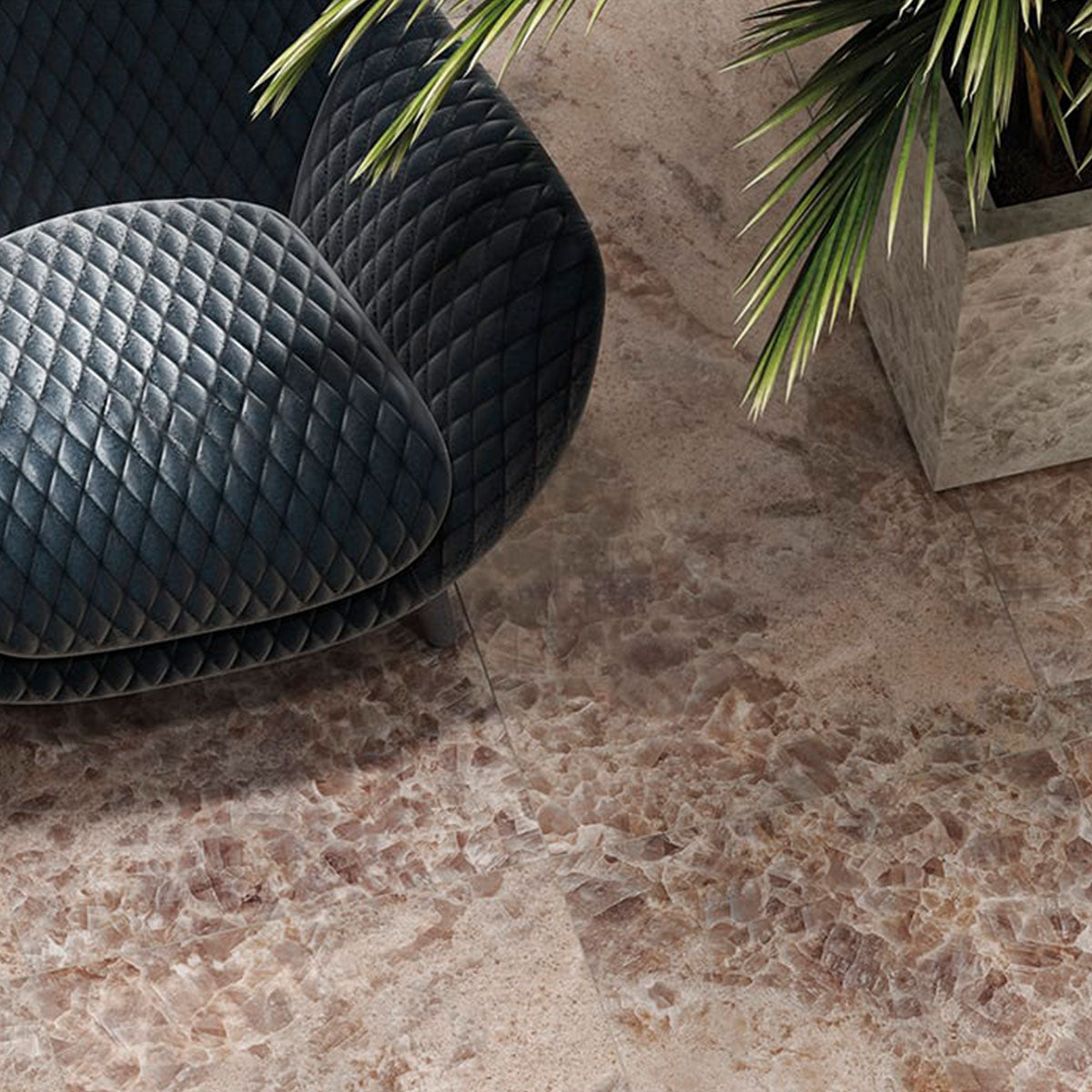 Deluxe Gemstone Rose Marble Effect Porcelain Tile 60x120cm Gloss