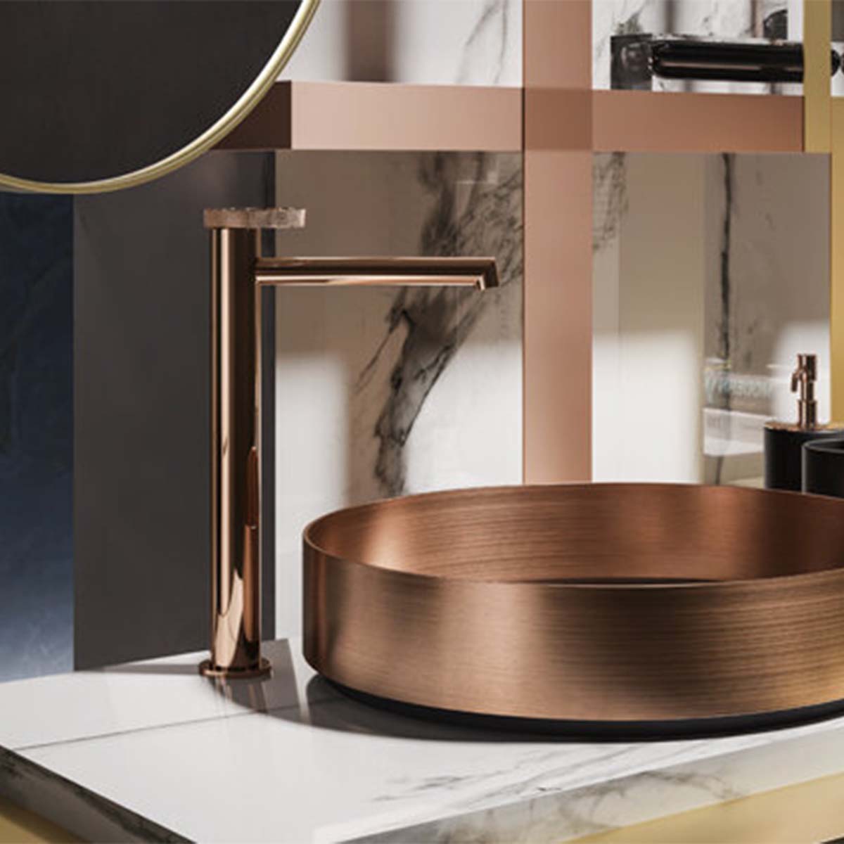 gessi anello tall basin mixer tap copper lifestyle