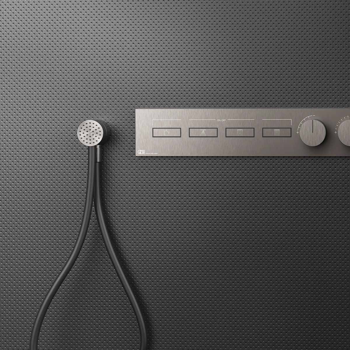 gessi hi fi compact magnetic shower set with black hose water outlet finox lifestyle