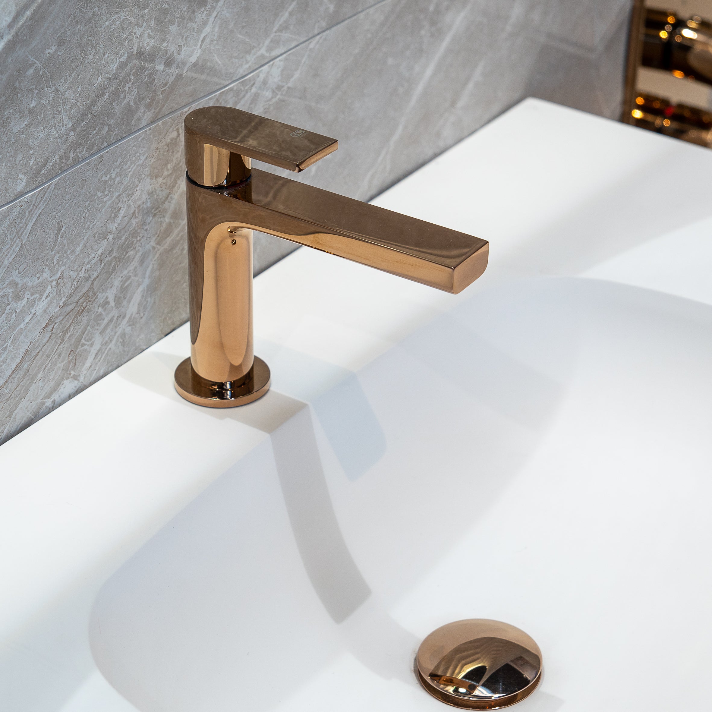 gessi via manzoni basin mixer tap warm bronze