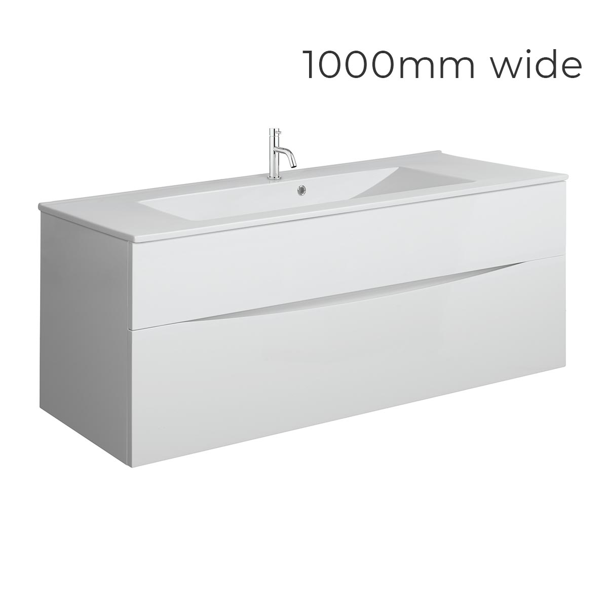 Crosswater Glide II Double Drawer Wall Hung Vanity Unit With Ceramic Basin