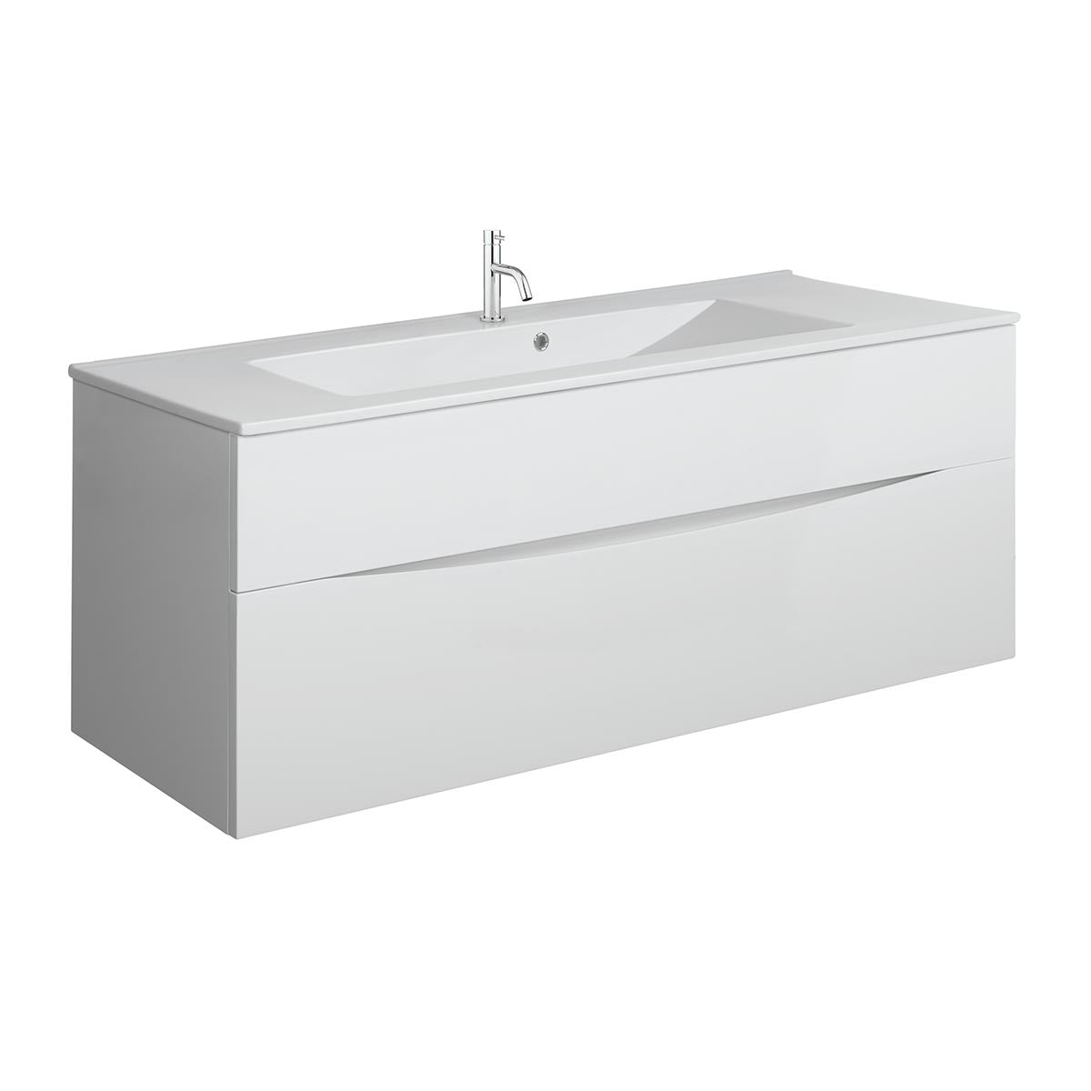 Crosswater Glide II Double Drawer Wall Hung Vanity Unit With Ceramic Basin
