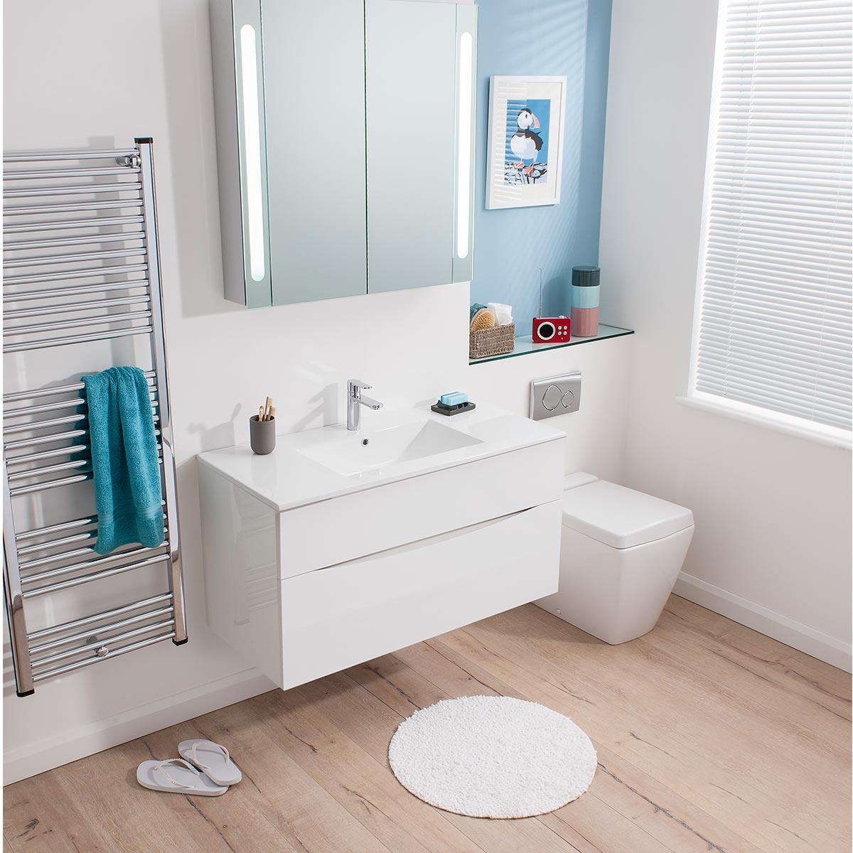 Crosswater Glide II Double Drawer Wall Hung Vanity Unit With Ceramic Basin