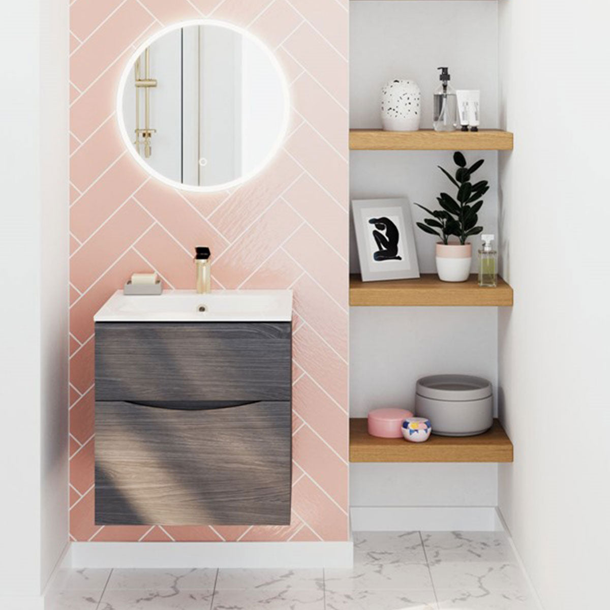 Crosswater Glide II Double Drawer Wall Hung Vanity Unit With Ceramic Basin