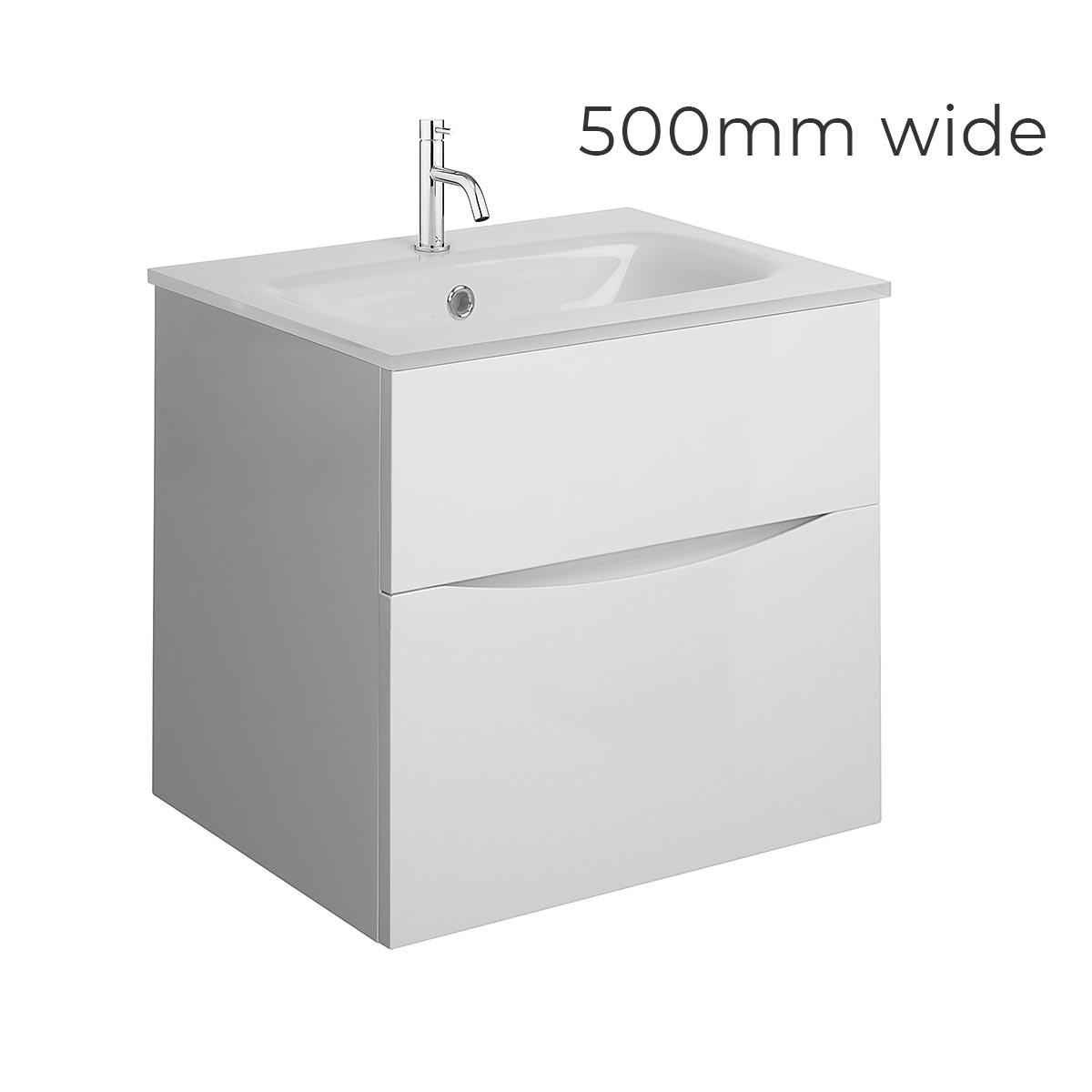 Crosswater Glide II Two Drawer Wall Hung Vanity Unit With Ice White Glass Basin