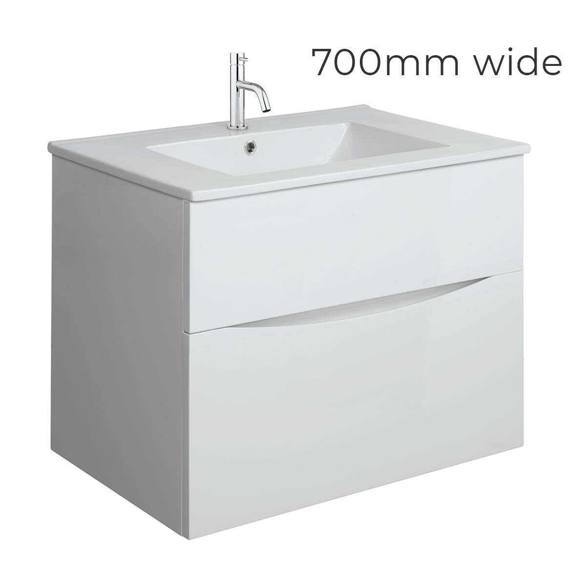 Crosswater Glide II Double Drawer Wall Hung Vanity Unit With Ceramic Basin