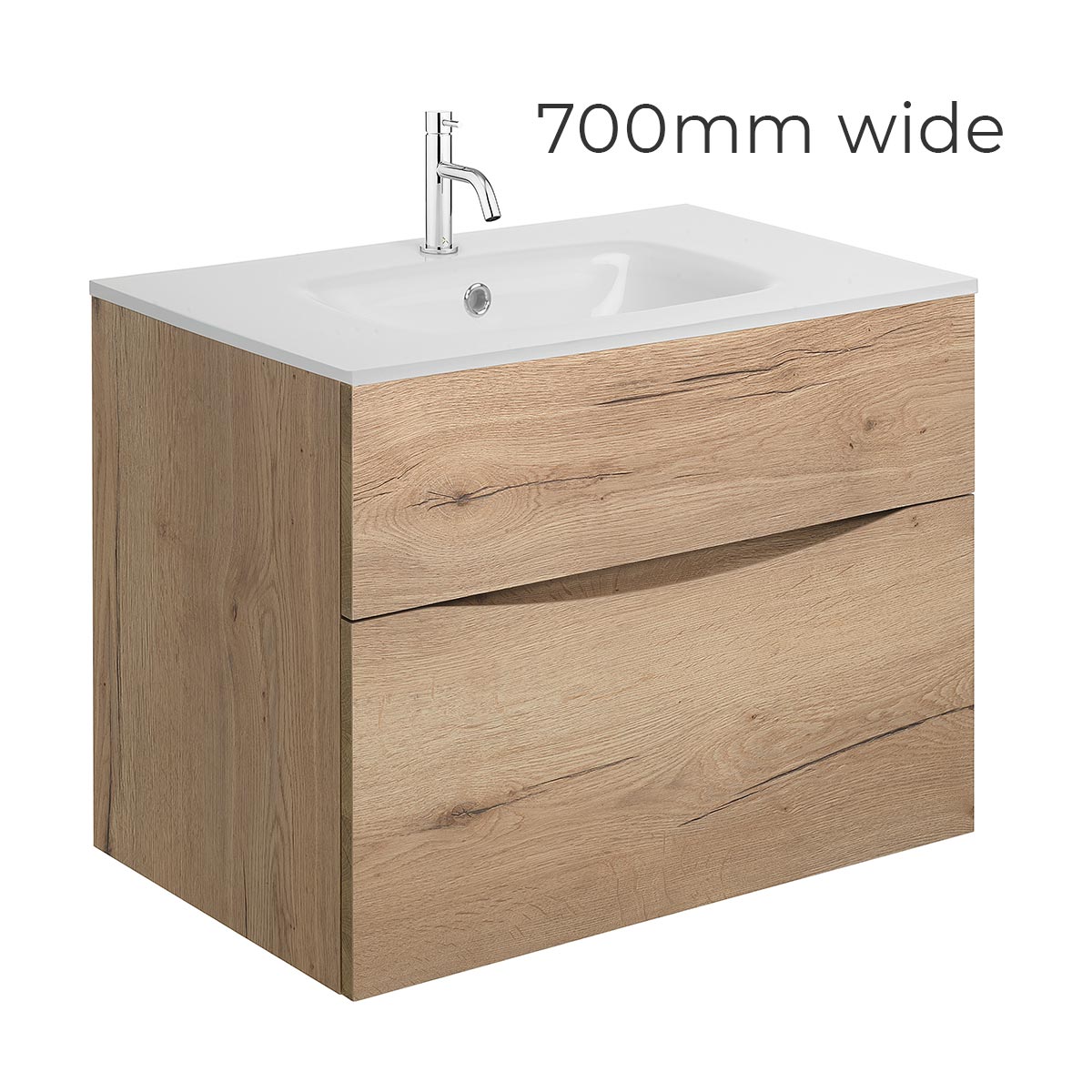 Crosswater Glide II Two Drawer Wall Hung Vanity Unit With Ice White Glass Basin