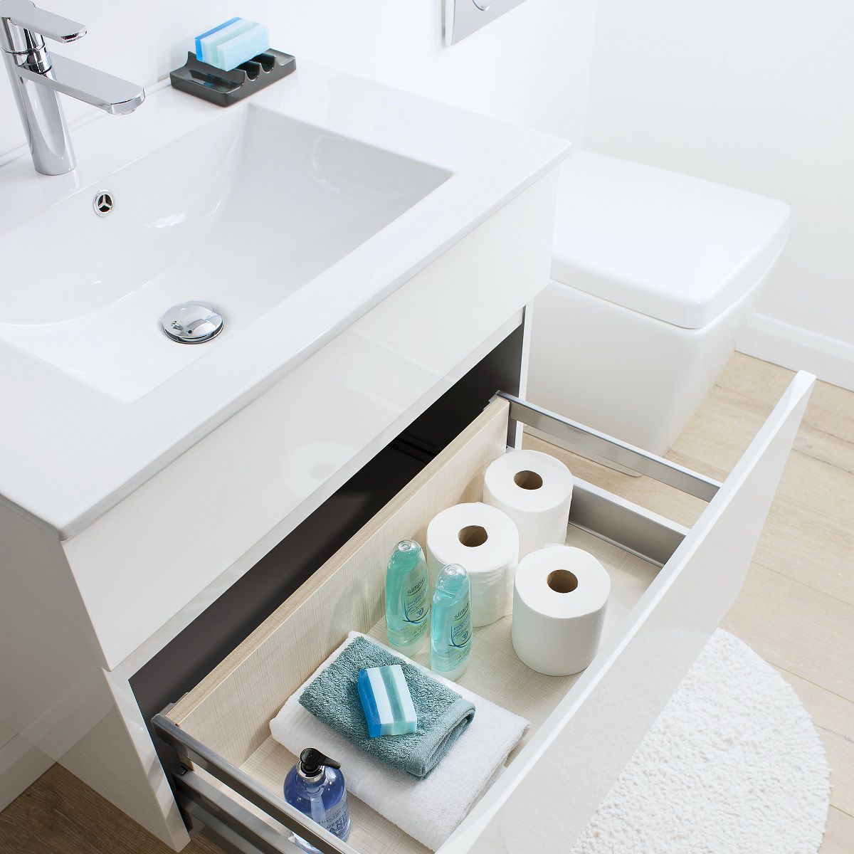 Crosswater Glide II Double Drawer Wall Hung Vanity Unit With Ceramic Basin