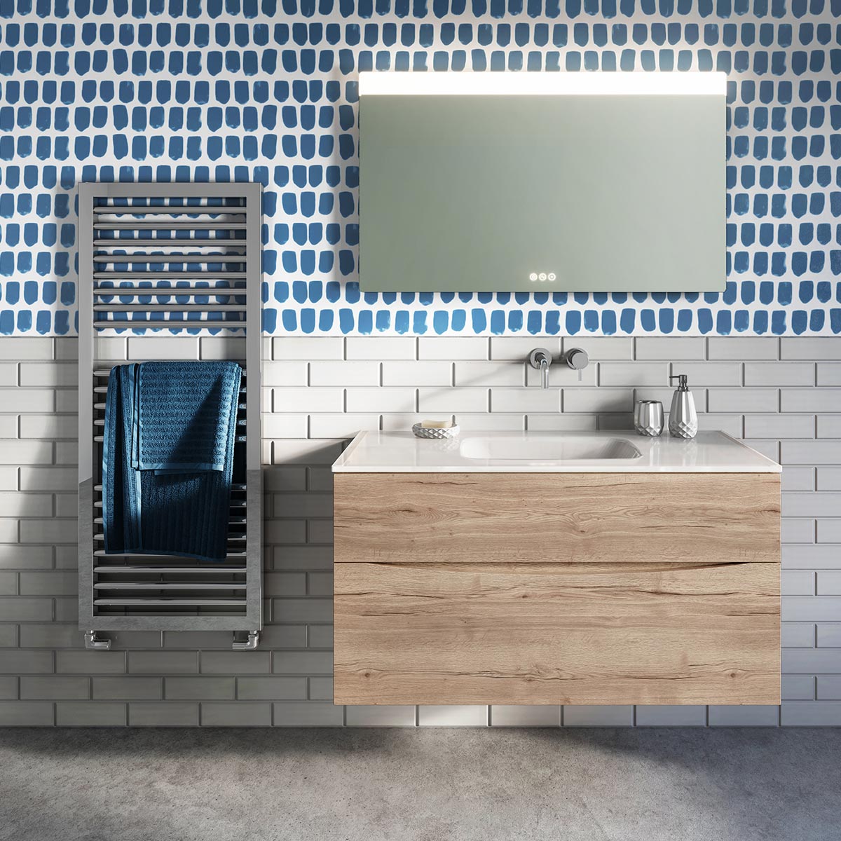 Crosswater Glide II Two Drawer Wall Hung Vanity Unit With Ice White Glass Basin