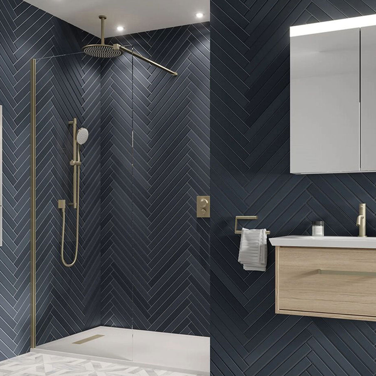 Granlusso 8 Clear Glass Wetroom Shower Screen - Brushed Gold