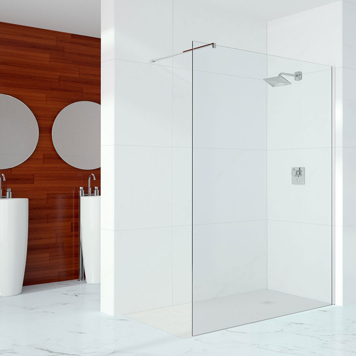 Granlusso 8 Clear Glass Wetroom Shower Screen - Chrome