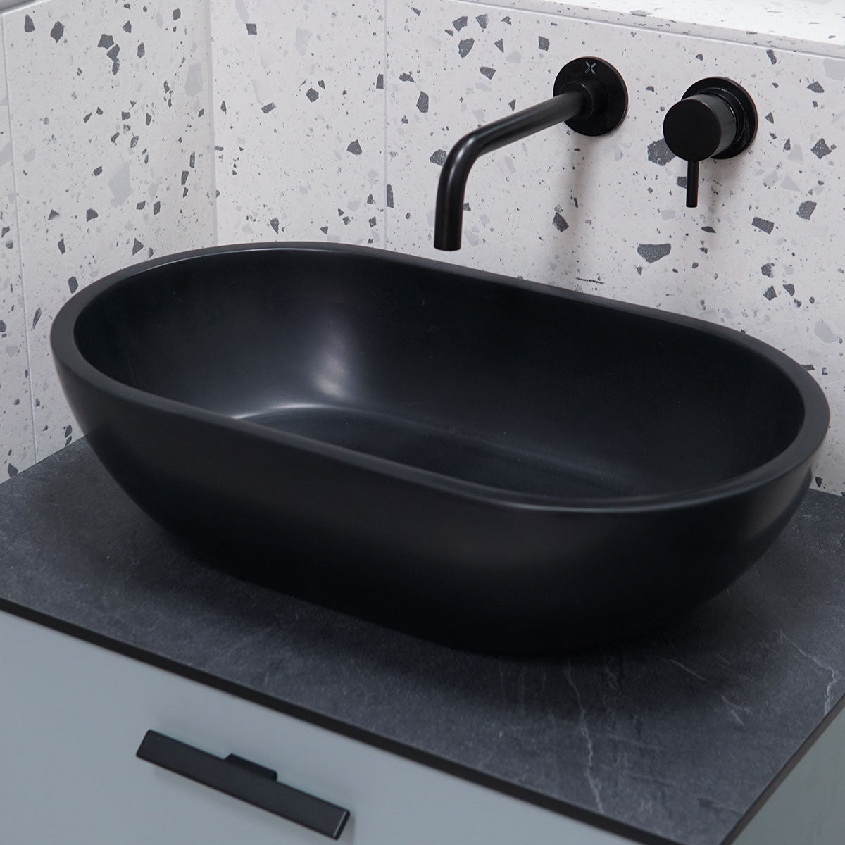 Granlusso Amalfi Black Countertop Stone Basin Matt