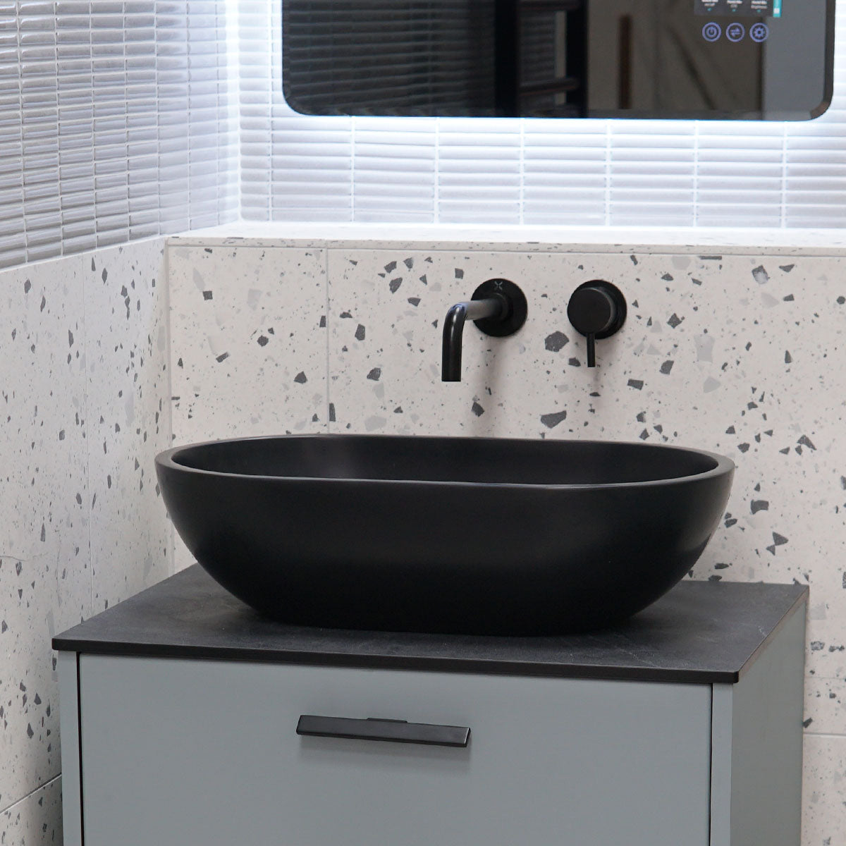 Granlusso Amalfi Black Countertop Stone Basin Matt