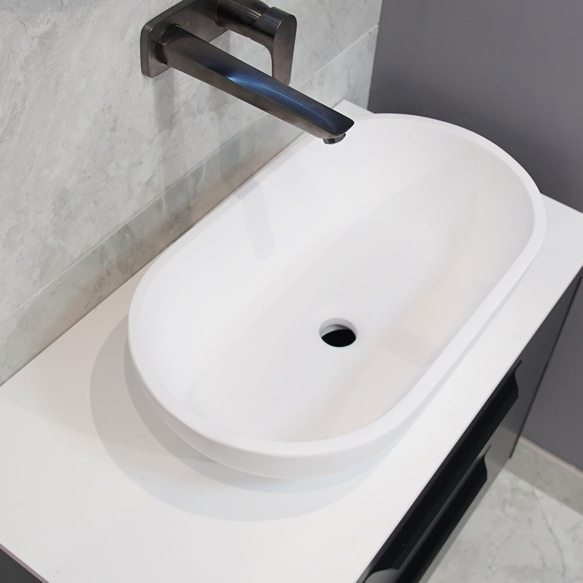 Granlusso Amalfi Countertop Stone Basin Matt White