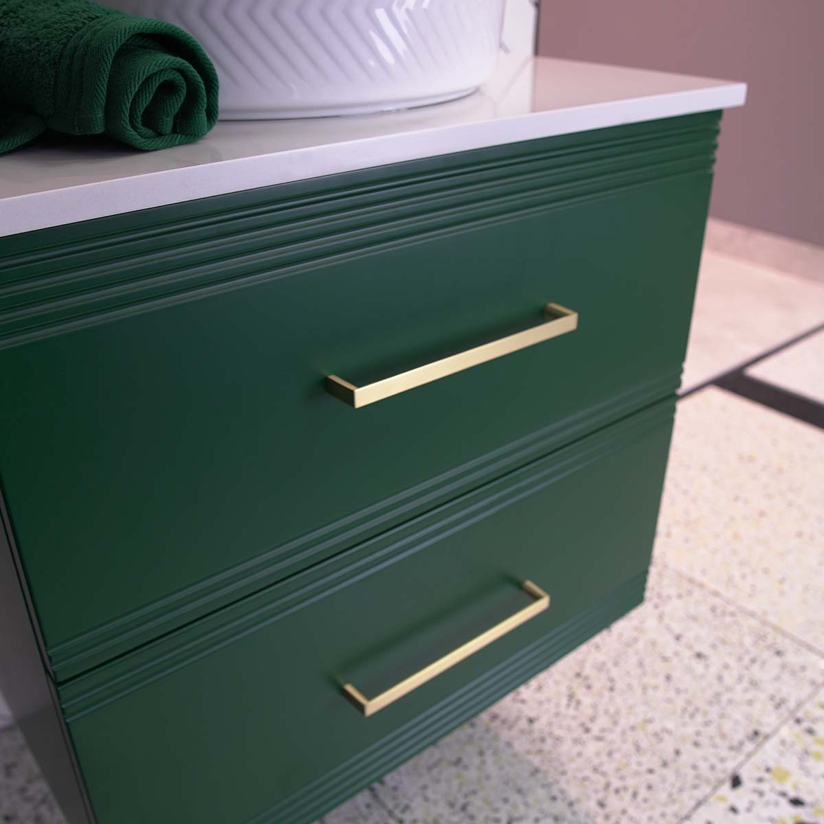 Granlusso Galleria Wall Hung 2-Drawer Vanity Unit With Marble Effect Worktop