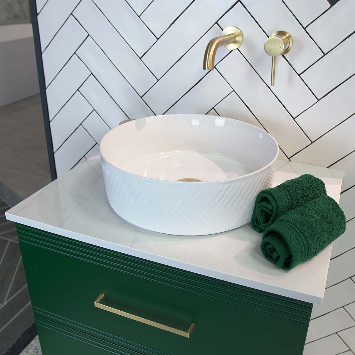 Granlusso Galleria Wall Hung 2-Drawer Vanity Unit With Marble Effect Worktop