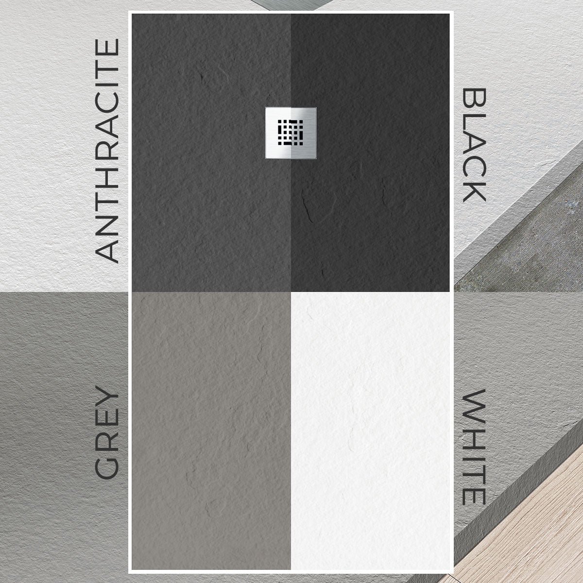 Granlusso Slim Quadrant Slate Shower Tray Finishes available