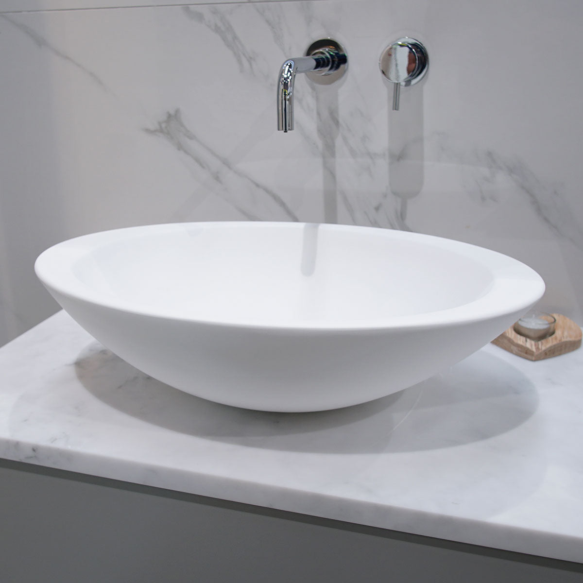 Granlusso Vizzini Countertop Stone Basin Matt White