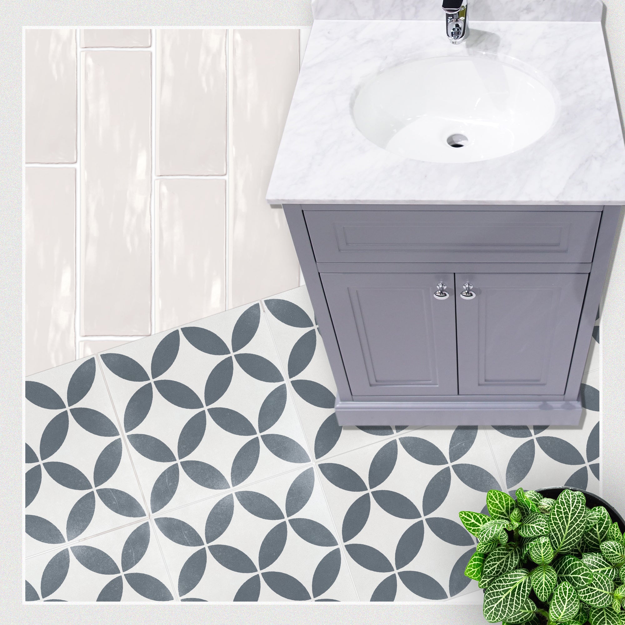 Havana White Petals Matt Porcelain Tile 22 x 22cm