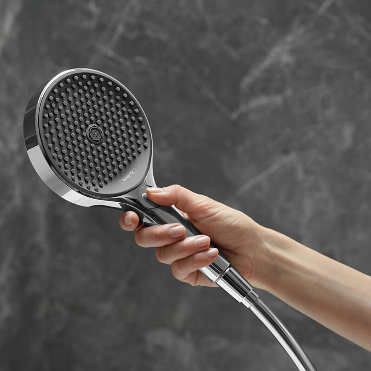 Hansgrohe Square Thermostatic Shower Valve With Rainfinity 250 Overhead & Hand Shower Slide Rail Kit