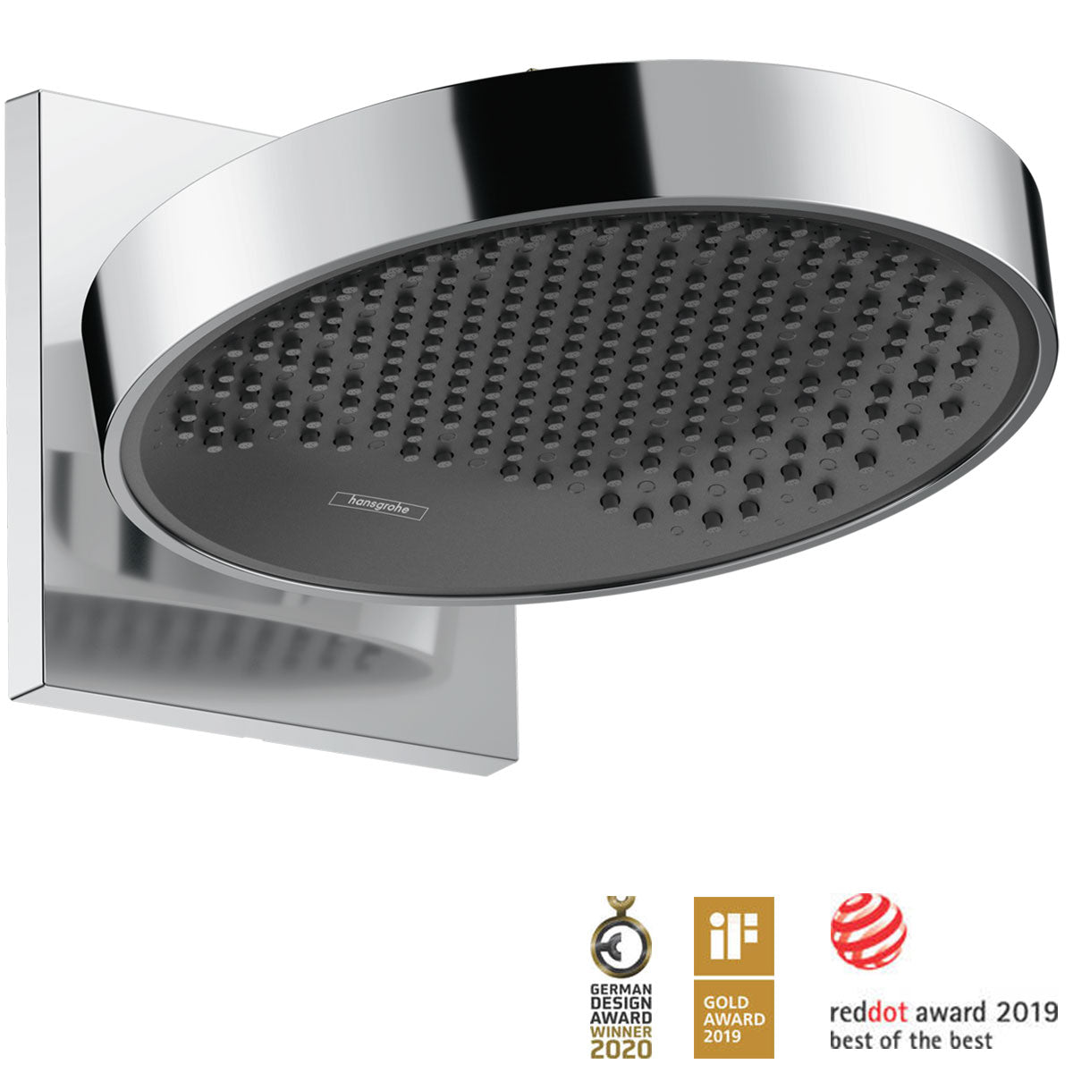 Hansgrohe Square Thermostatic Shower Valve With Rainfinity 250 Overhead & Hand Shower Slide Rail Kit