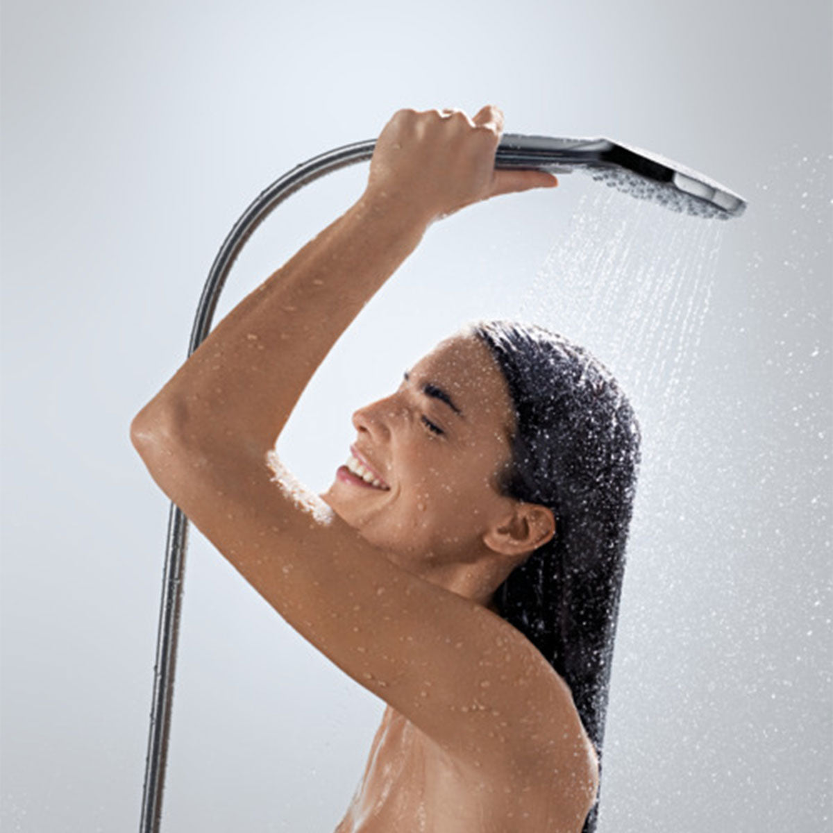 Hansgrohe Square Thermostatic Shower Valve with Raindance 300 Overhead & Handset Slide Rail Kit