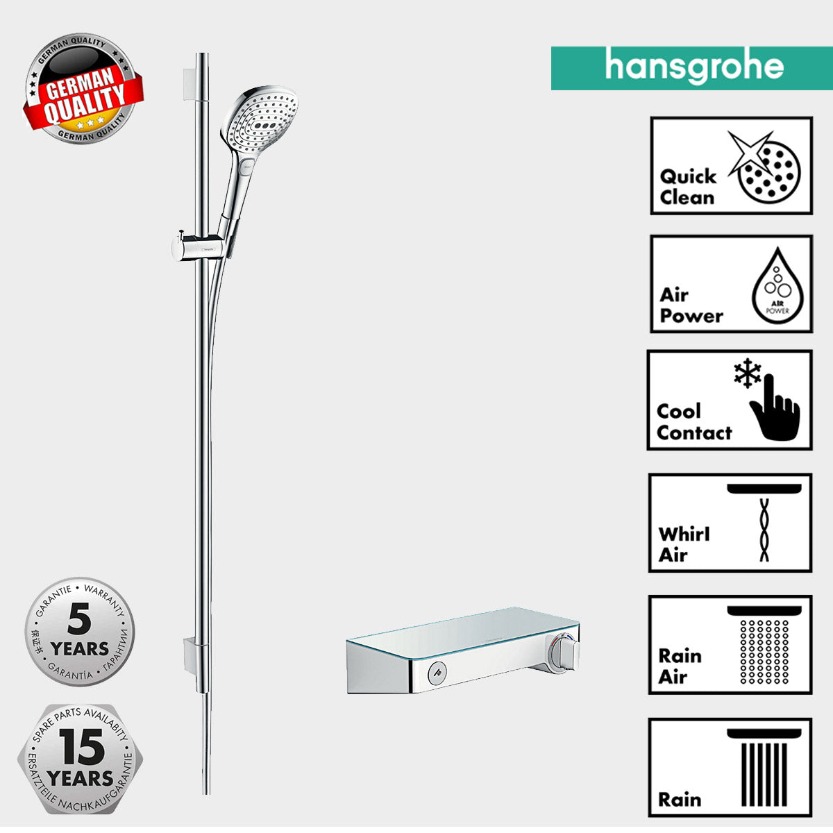 Hansgrohe RainDance SELECT E 3jet Shower System With ShowerTablet Valve & 90cm Shower Rail Kit