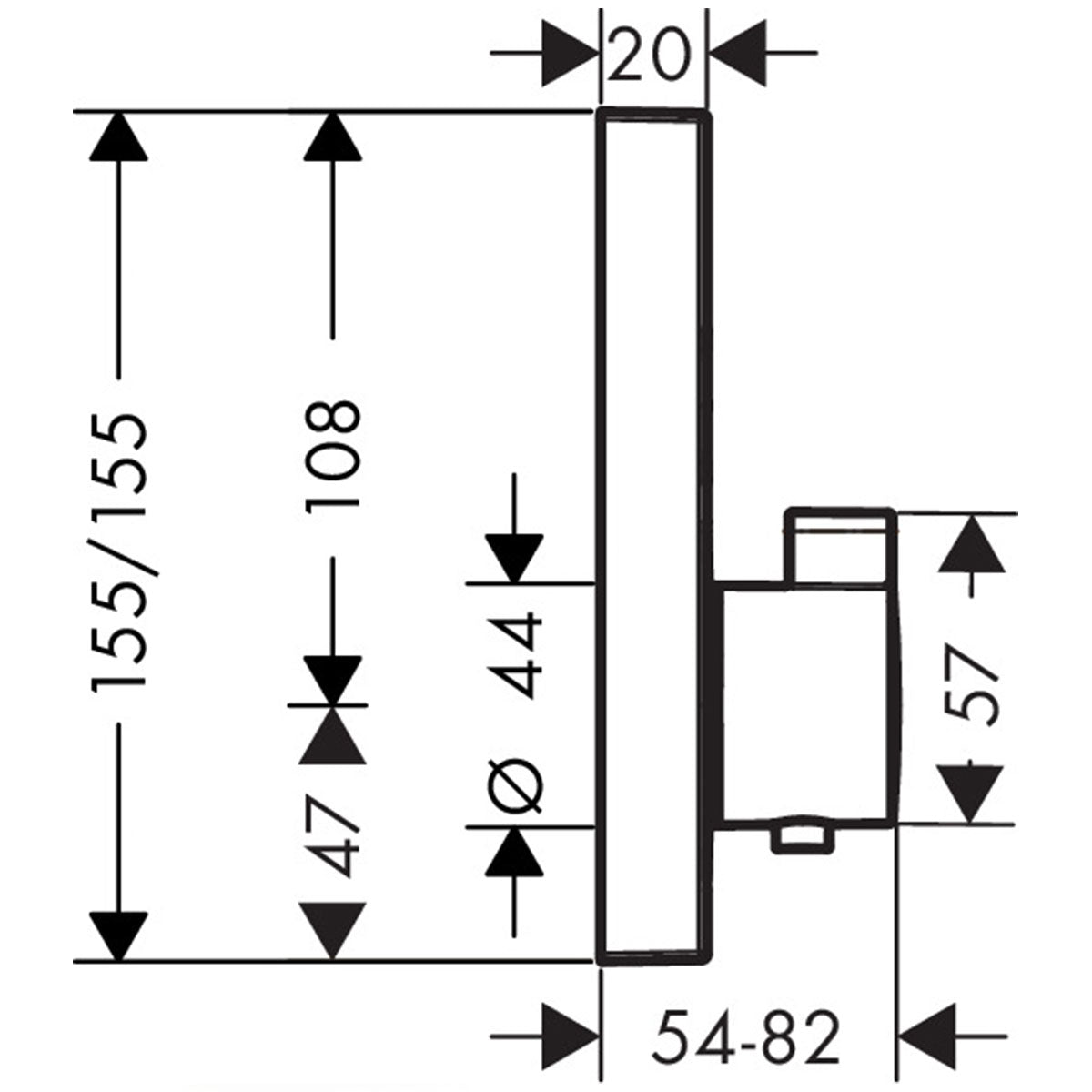 Hansgrohe Square Thermostatic Shower Valve With Rainfinity 250 Overhead & Hand Shower Slide Rail Kit
