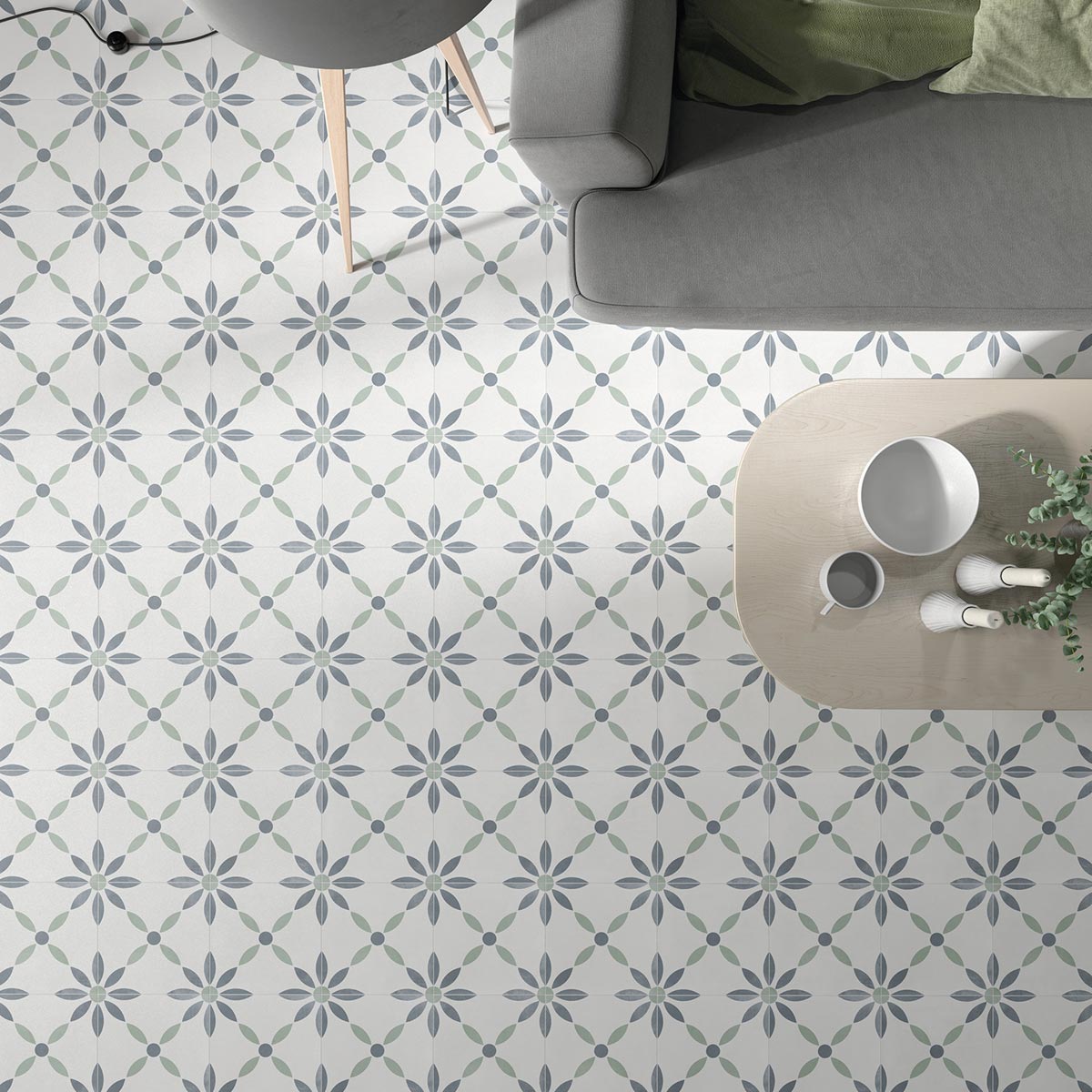 Havana White Flower Matt Porcelain Tile 22 x 22cm