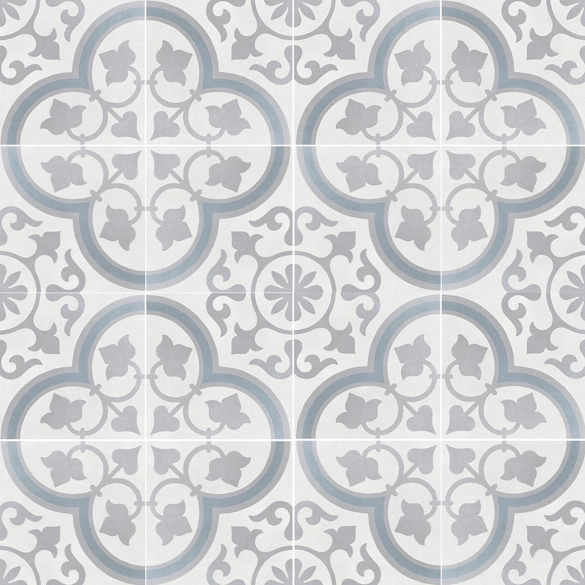 Havana Silver Ornate Matt Porcelain Tile 22 x 22cm