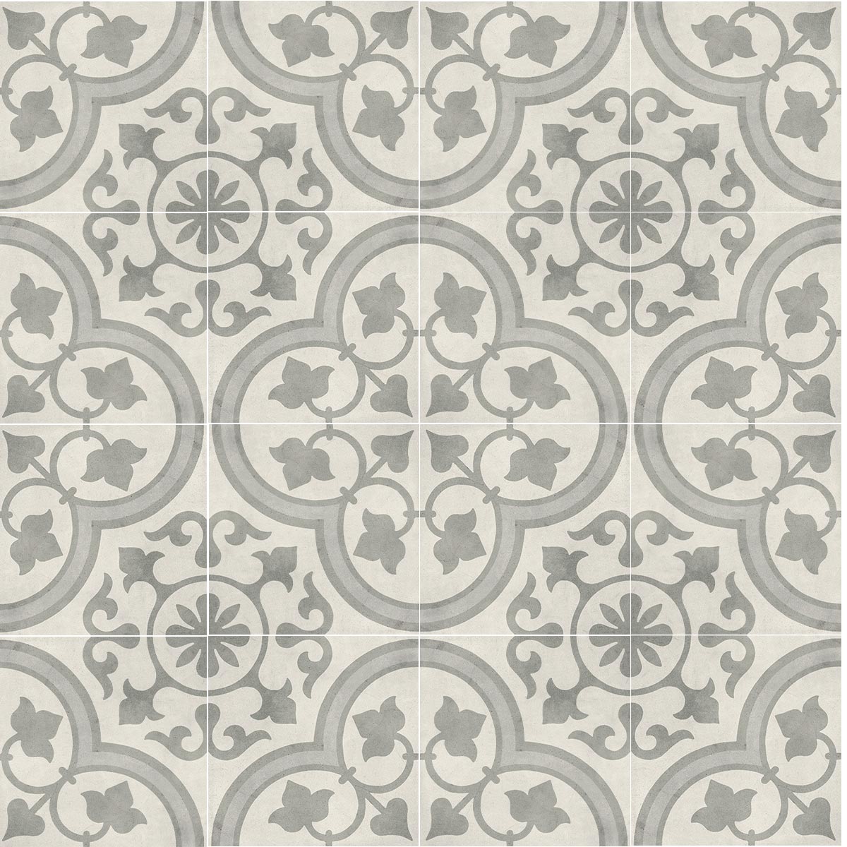 Cuban Silver Ornate Matt Porcelain Tile 22 x 22cm