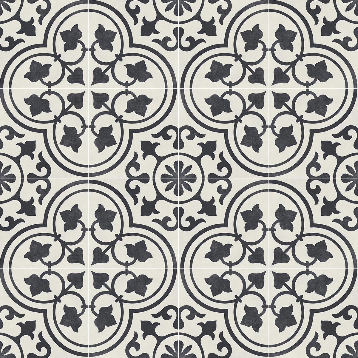 Cuban White Ornate Matt Porcelain Tile 22 x 22cm