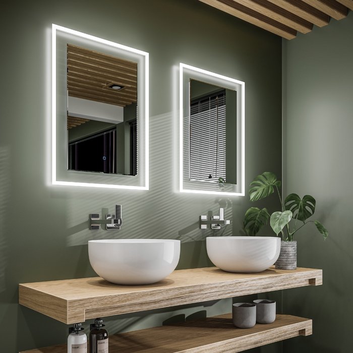 HiB Element Mirror With LED Illuminated Frame and Demister Pad