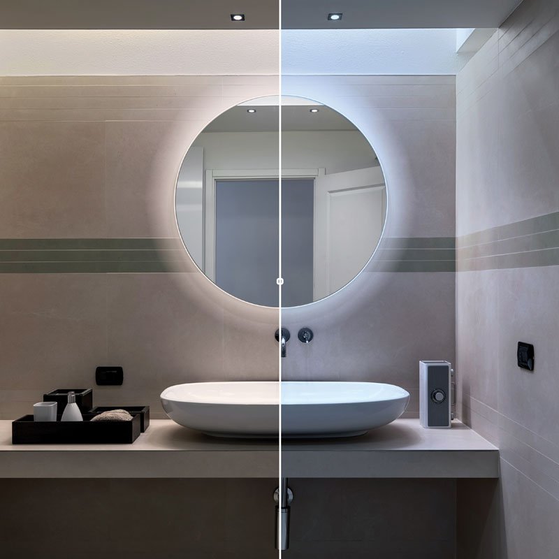 HiB Theme LED Illuminated Round Bathroom Mirror