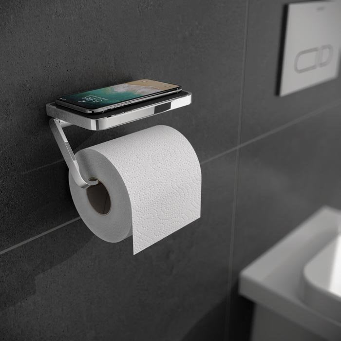 HiB Toilet Roll Holder With Shelf & Anti-Slip Mat