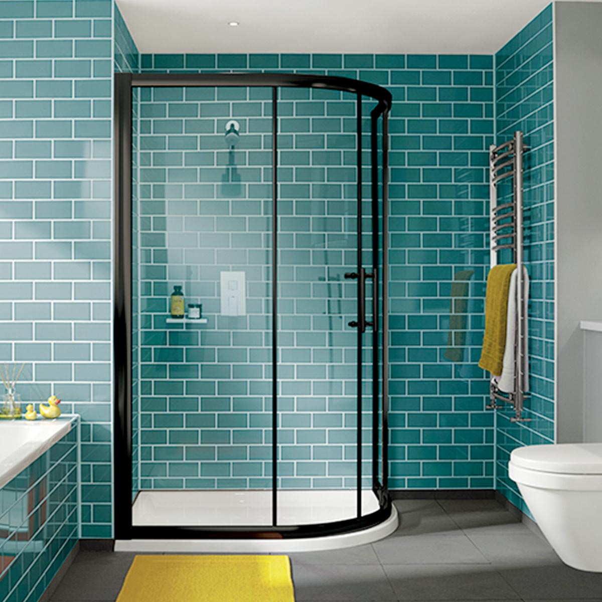 iFOUR Two Slide Door Offset Quadrant Shower Enclosure black