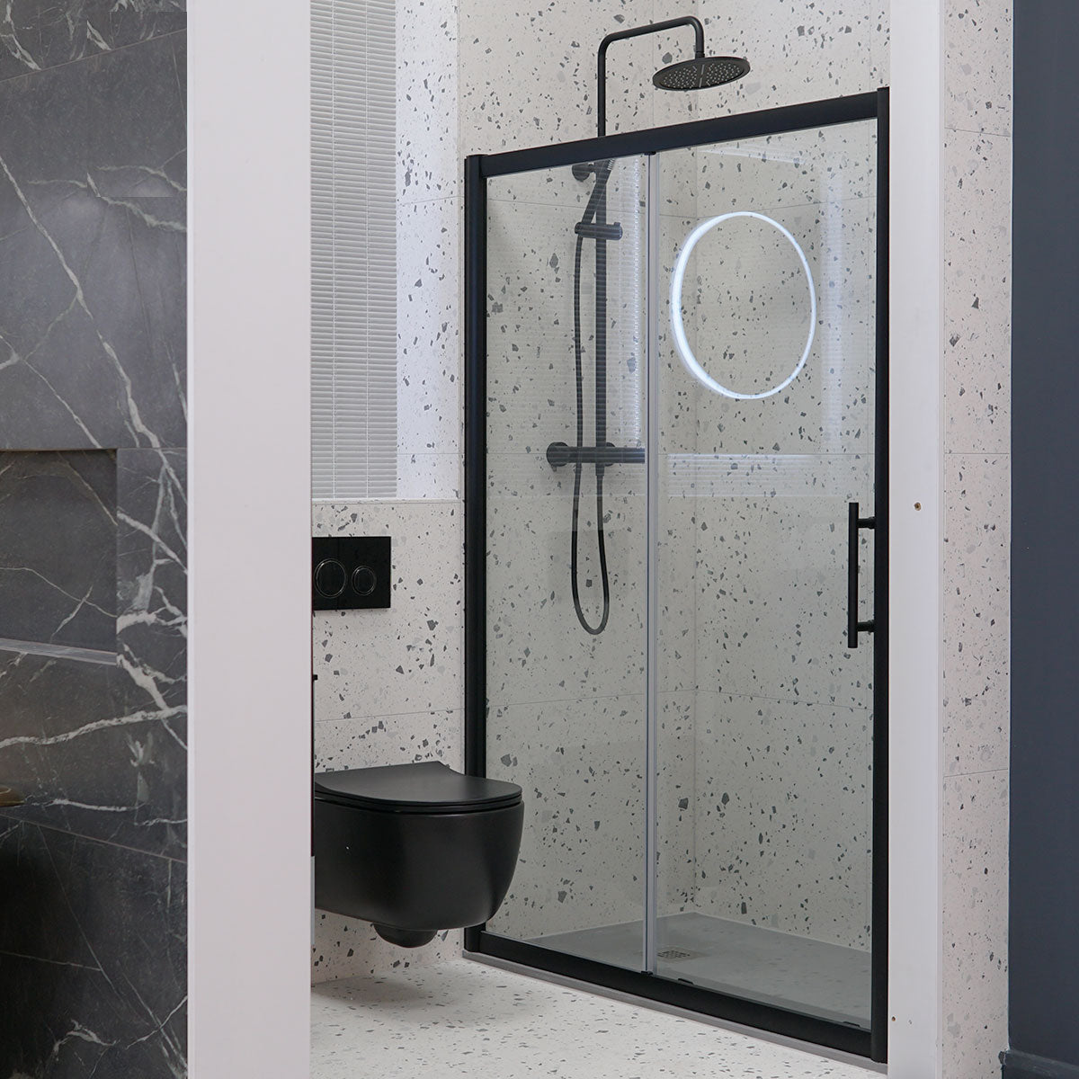 iFOUR Framed Sliding Shower Door black