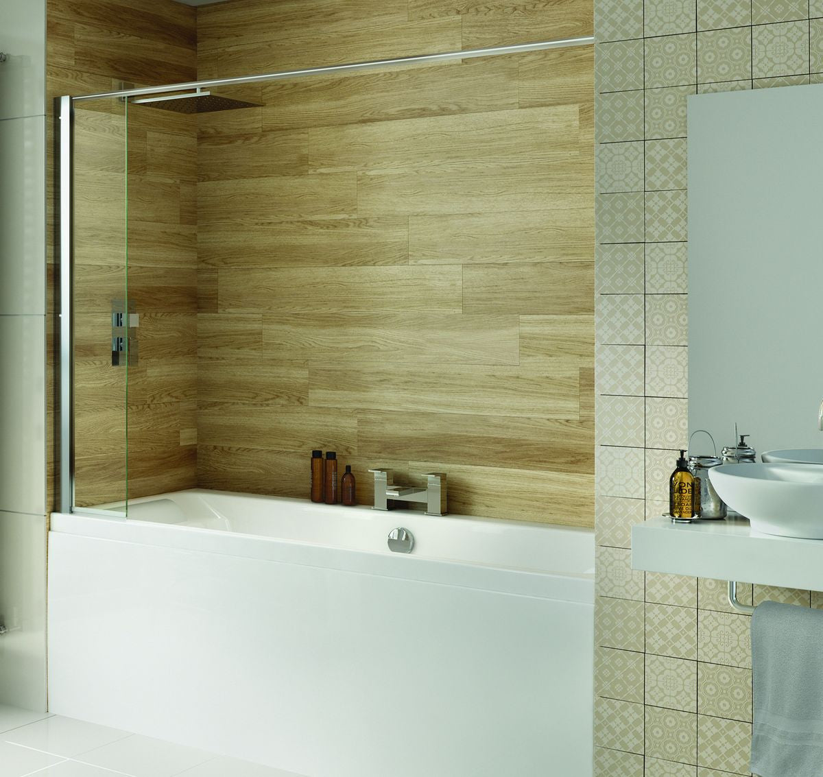 iBATHSCREEN Straight Curtain Rail Bath Panel 250 x 1400mm