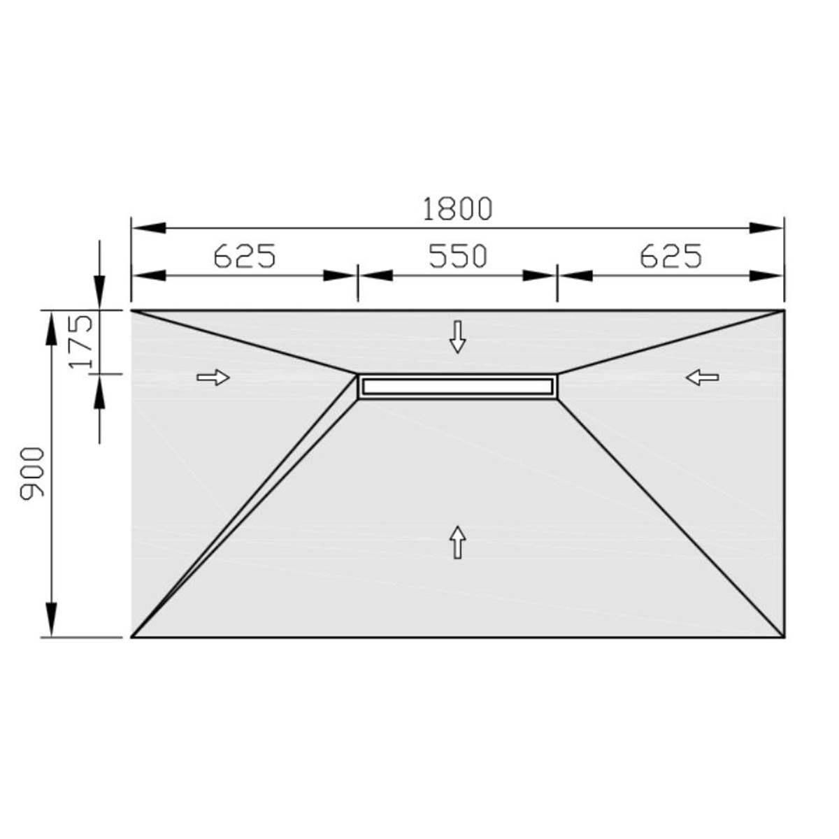 jackoboard aqua line easy shower board tray with linear drain 1800x900mm end drain