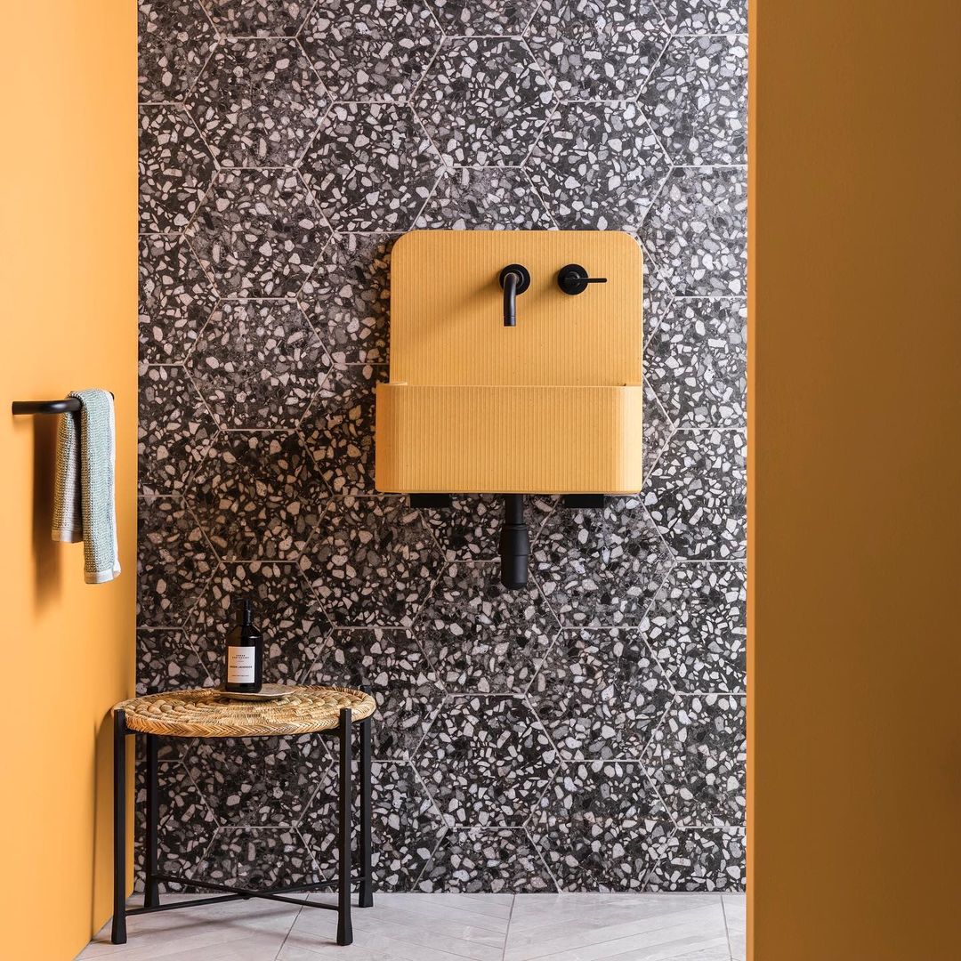 Kast Elm Mini Patterned Concrete Basin With Splashback