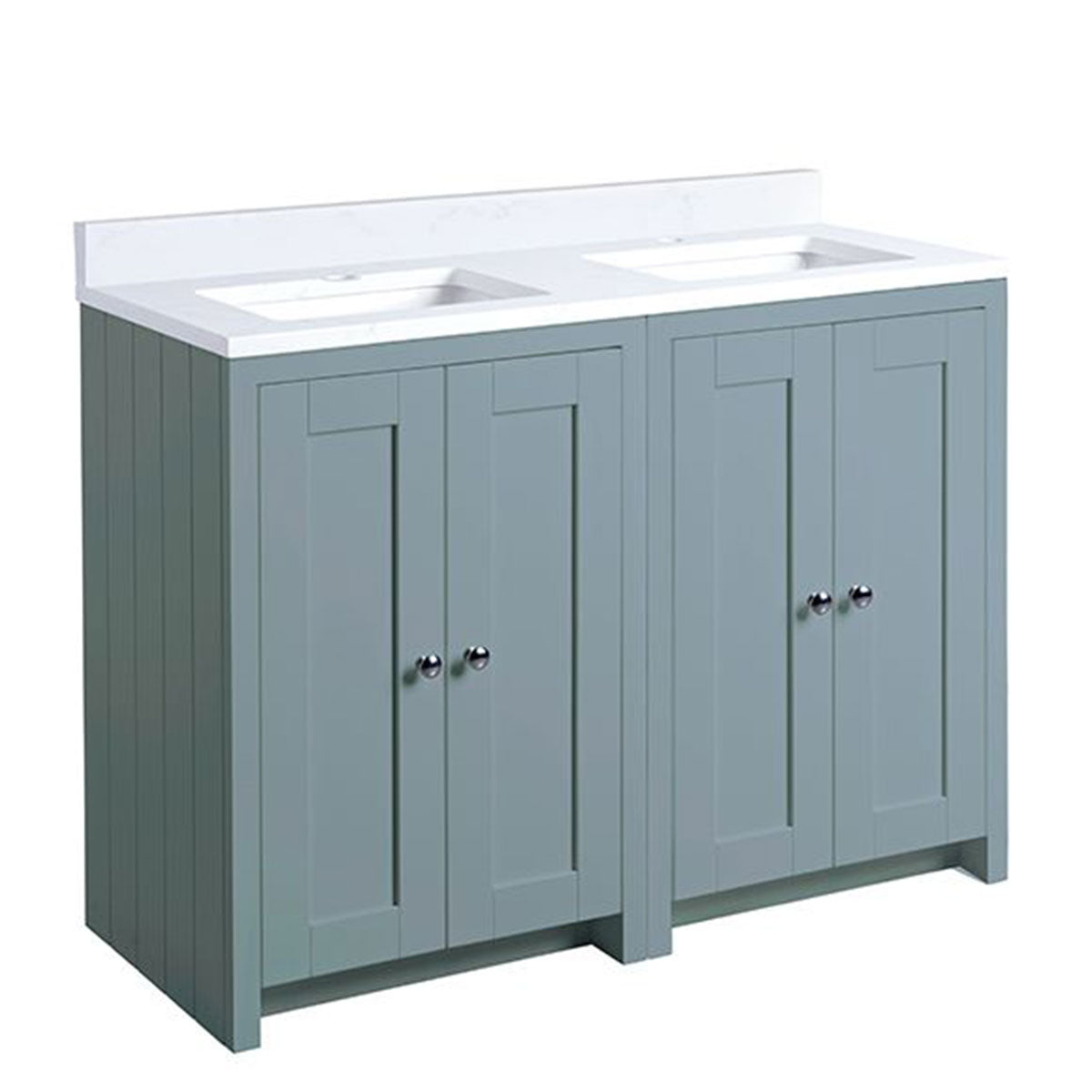 Lansdown 1200 Floor Standing Underslung Bathroom Unit With Double Basin And Worktop