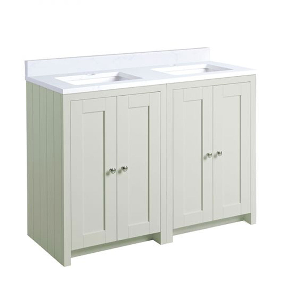 Lansdown 1200 Floor Standing Underslung Bathroom Unit With Double Basin And Worktop