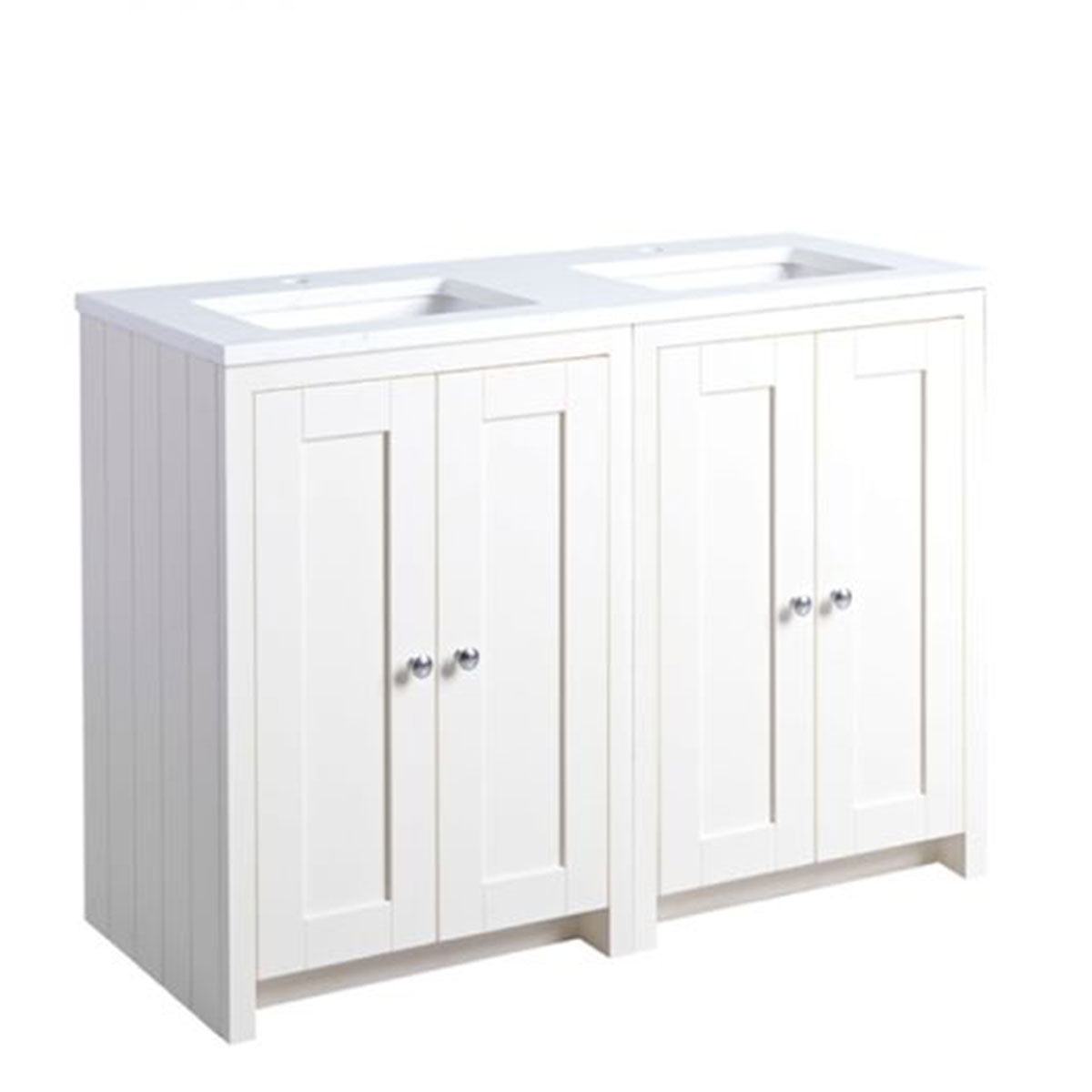 Lansdown 1200 Floor Standing Underslung Bathroom Unit With Double Basin And Worktop